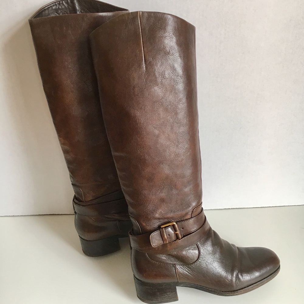 Via Spiga Leather Equestrian style Riding Boots Belted Knee Boot size 8/8.5